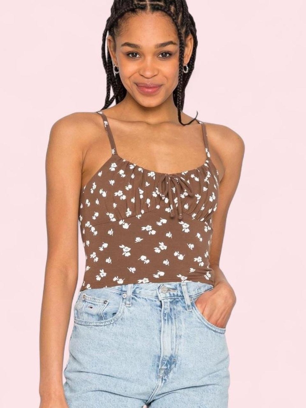 Hollister Brown Floral Tank Top
